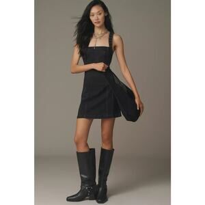 New Anthropologie Pilcro Studded Square-Neck Denim Mini Dress $158 X-LARGE Grey